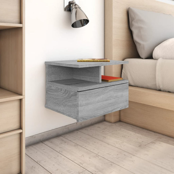 Noptiere plutitoare 2 buc. gri sonoma 40x31x27 cm lemn - WALTI WALTI