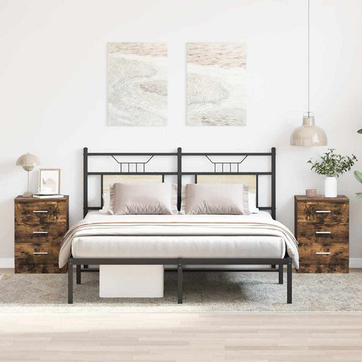 Noptiere, 2 buc., stejar fumuriu, 38x35x56 cm, lemn prelucrat - WALTI WALTI