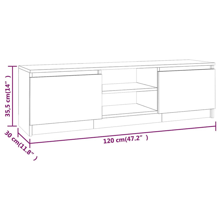 Comodă TV, sonoma gri, 120x30x35,5 cm, lemn prelucrat WALTI