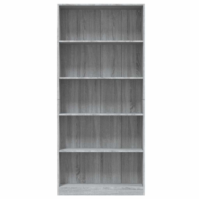Bibliotecă 5 niveluri gri sonoma 80x24x175 cm lemn compozit WALTI