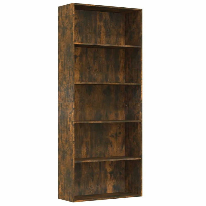 Bibliotecă 5 niveluri stejar fumuriu 80x30x189 cm lemn compozit WALTI