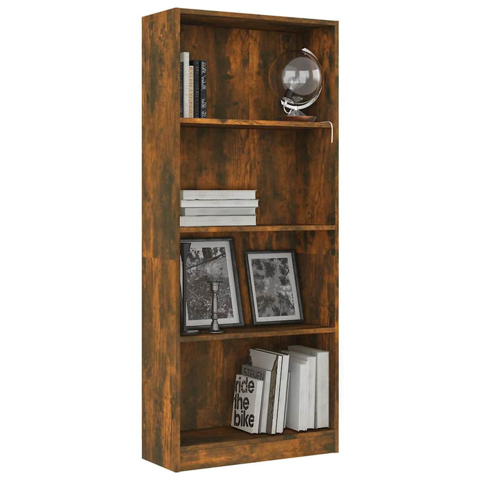 Bibliotecă 4 niveluri stejar fumuriu 60x24x142 cm lemn compozit WALTI