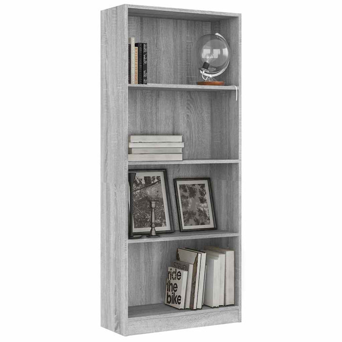 Bibliotecă cu 4 niveluri gri sonoma 60x24x142 cm lemn compozit WALTI