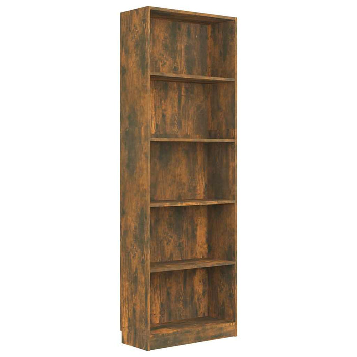Bibliotecă 5 niveluri stejar fumuriu 60x24x175 cm lemn compozit WALTI