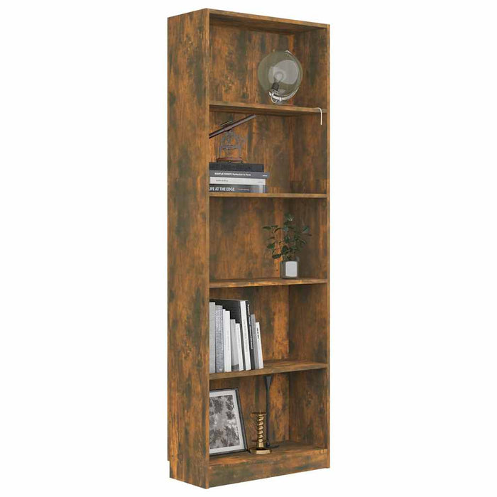 Bibliotecă 5 niveluri stejar fumuriu 60x24x175 cm lemn compozit WALTI