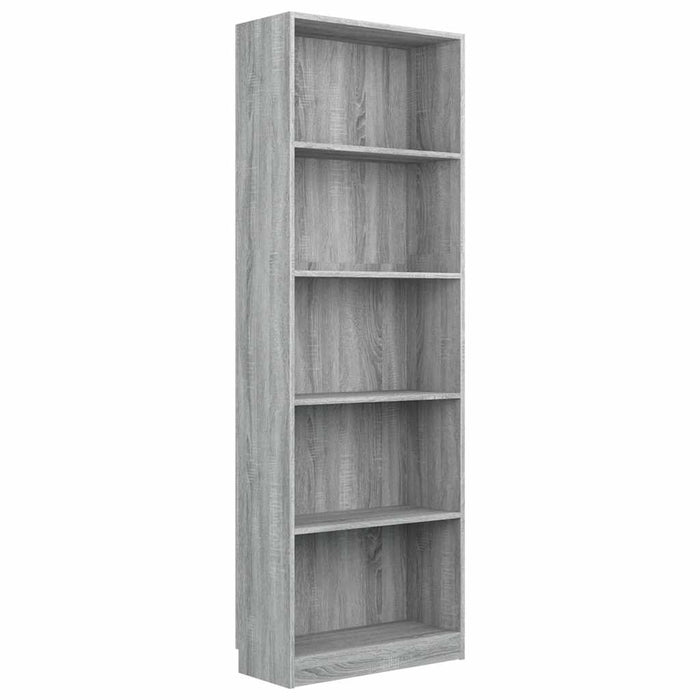 Bibliotecă cu 5 niveluri gri sonoma 60x24x175 cm lemn compozit WALTI