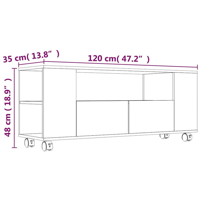 Comodă TV, gri sonoma, 120x35x48 cm, lemn prelucrat WALTI