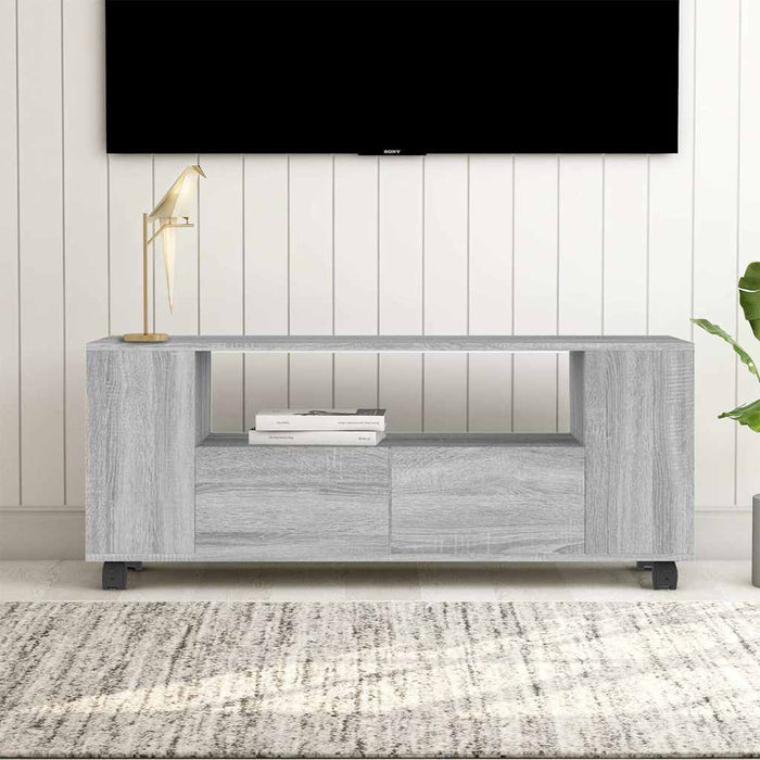 Comodă TV, gri sonoma, 120x35x48 cm, lemn prelucrat WALTI