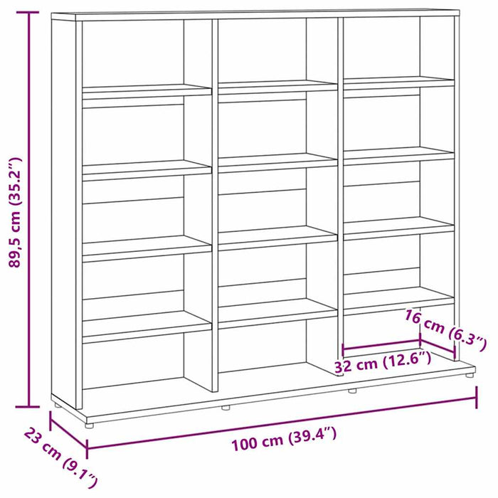 Dulap CD-uri, stejar fumuriu, 100x23x89,5 cm, lemn prelucrat WALTI