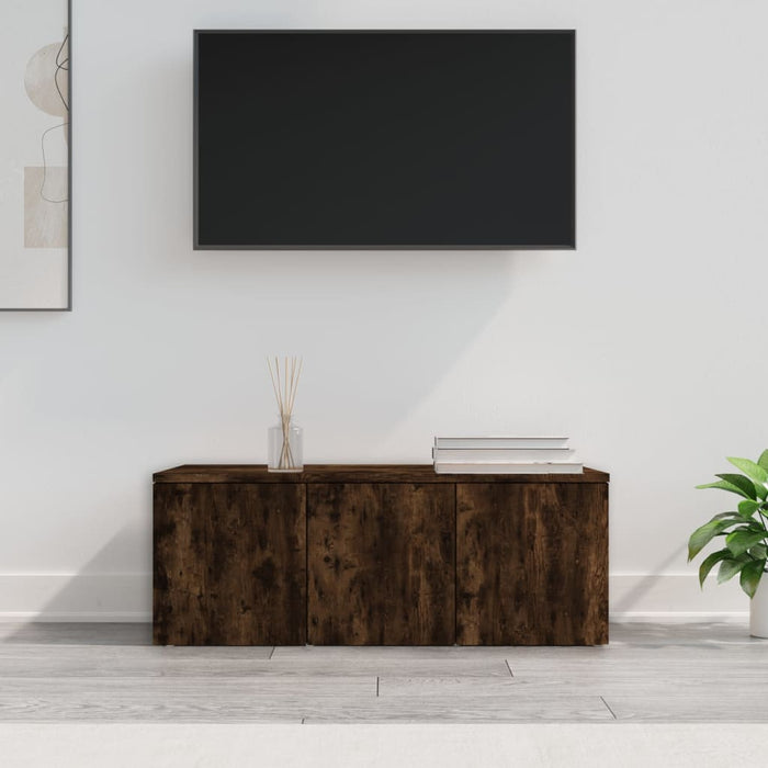 Comodă TV, stejar fumuriu, 80x34x30 cm, lemn prelucrat - WALTI WALTI