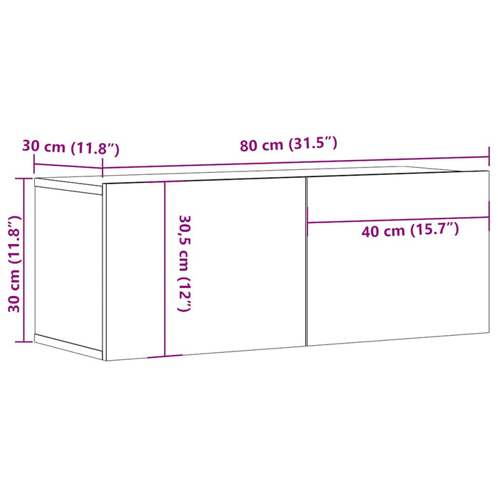 Comodă TV, stejar maro, 80x30x30 cm, lemn prelucrat - WALTI WALTI