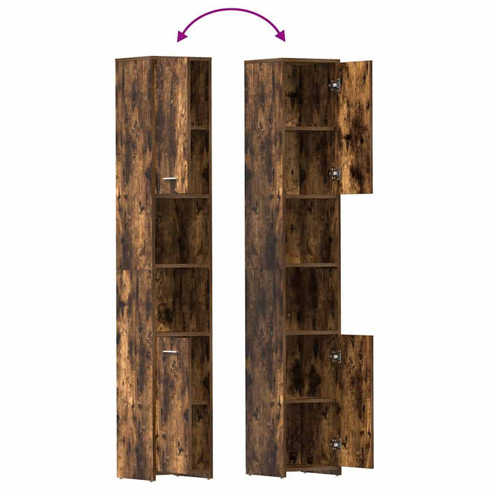 Dulap de baie, stejar fumuriu, 30x30x183,5 cm, lemn prelucrat - WALTI WALTI