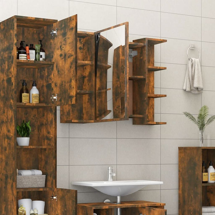 Dulap baie cu oglindă stejar fumuriu 80x20,5x64cm lemn compozit - WALTI WALTI