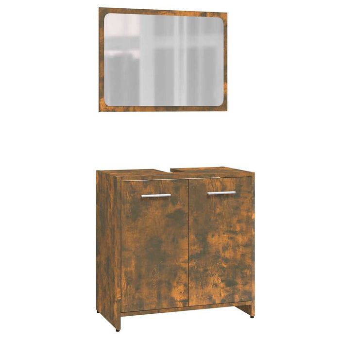 Set de mobilier de baie, stejar fumuriu, lemn prelucrat - WALTI WALTI