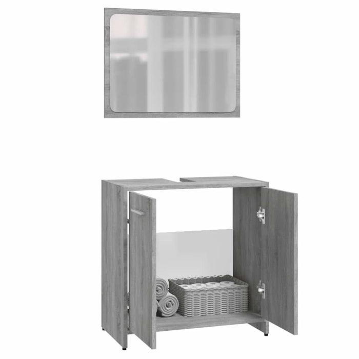 Set de mobilier de baie, gri sonoma, lemn prelucrat - WALTI WALTI
