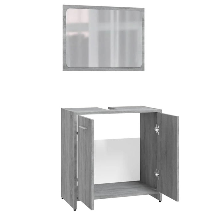 Set de mobilier de baie, gri sonoma, lemn prelucrat - WALTI WALTI