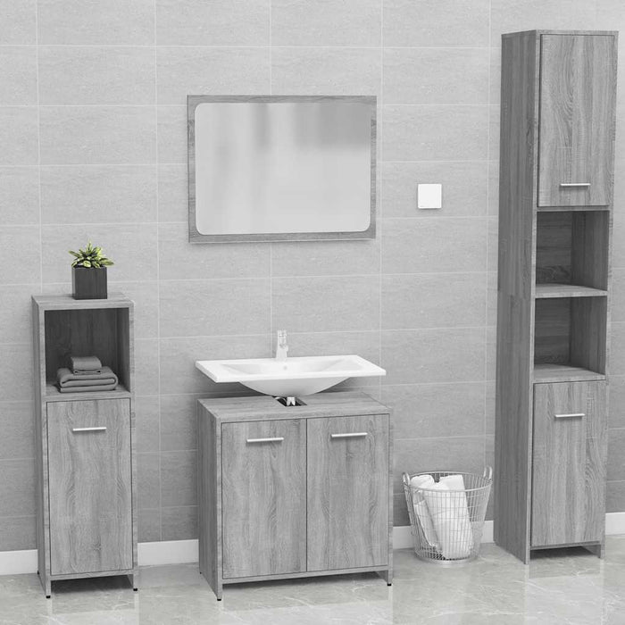 Set de mobilier de baie, gri sonoma, lemn prelucrat - WALTI WALTI