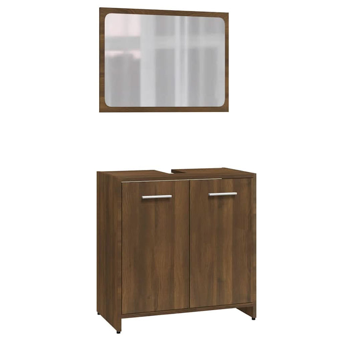 Set de mobilier de baie, stejar maro, lemn prelucrat - WALTI WALTI