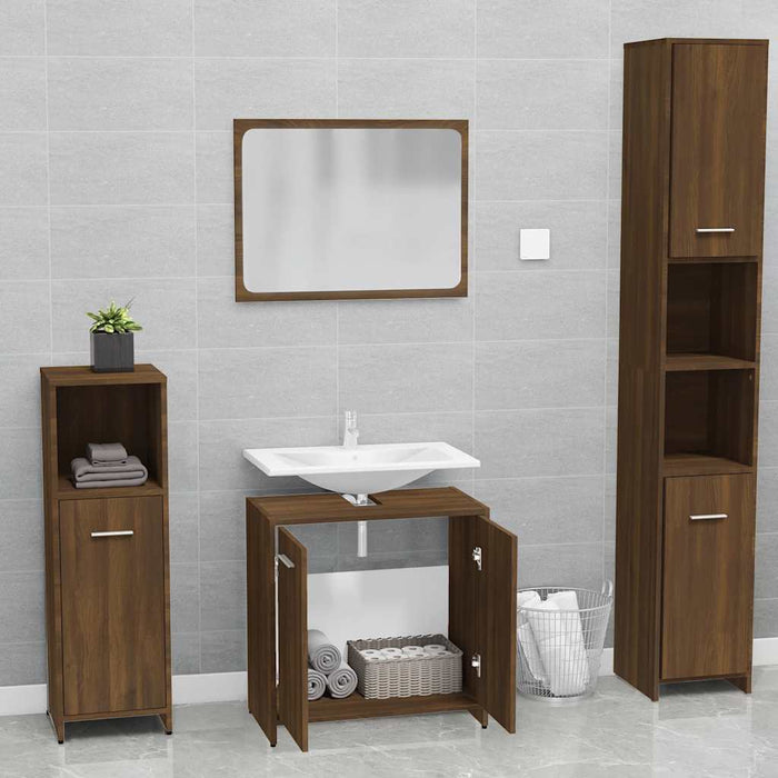 Set de mobilier de baie, stejar maro, lemn prelucrat - WALTI WALTI