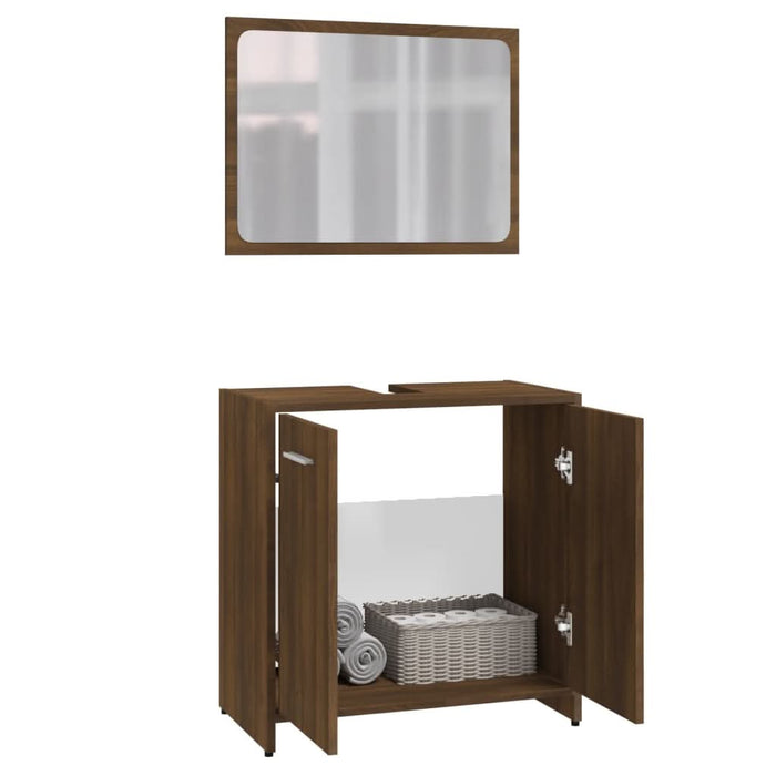 Set de mobilier de baie, stejar maro, lemn prelucrat - WALTI WALTI