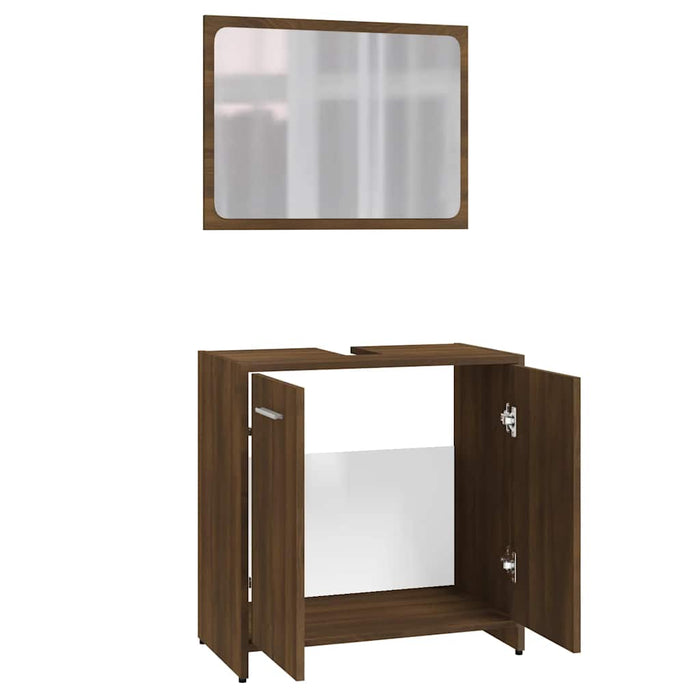 Set de mobilier de baie, stejar maro, lemn prelucrat - WALTI WALTI