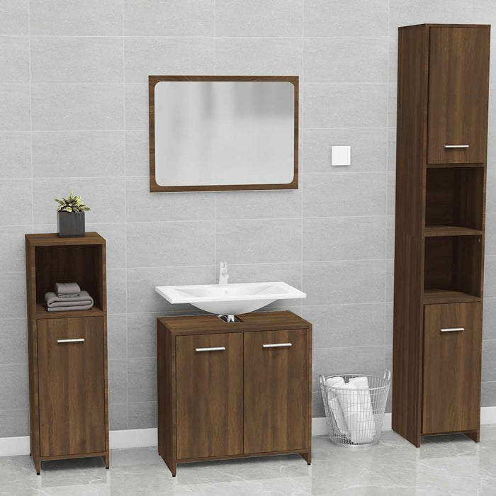 Set de mobilier de baie, stejar maro, lemn prelucrat - WALTI WALTI