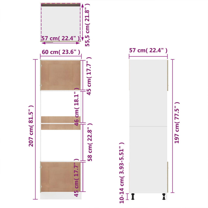 Dulap cuptor microunde “Lyon” stejar afumat 60x57x207cm WALTI