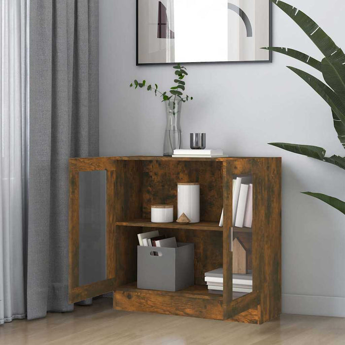 Dulap cu vitrină, stejar fumuriu 82,5x30,5x80 cm lemn prelucrat - WALTI WALTI
