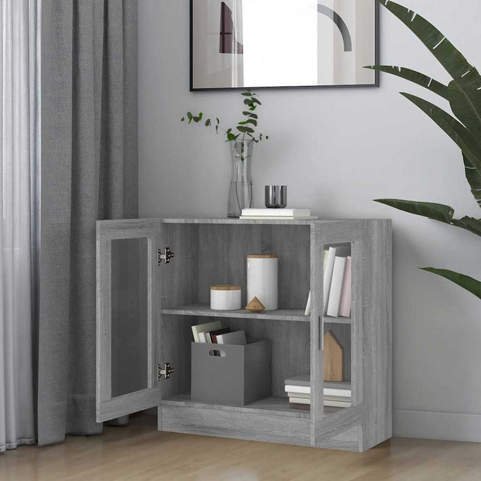 Dulap cu vitrină, gri sonoma, 82,5x30,5x80 cm, lemn prelucrat - WALTI WALTI