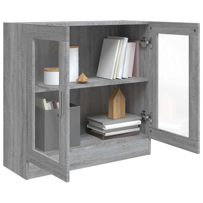 Dulap cu vitrină, gri sonoma, 82,5x30,5x80 cm, lemn prelucrat - WALTI WALTI