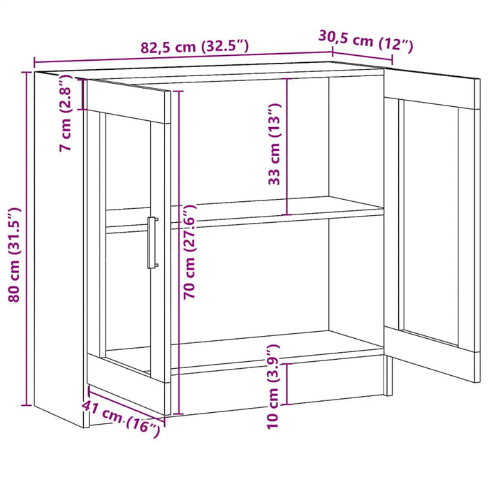 Dulap cu vitrină, gri sonoma, 82,5x30,5x80 cm, lemn prelucrat - WALTI WALTI