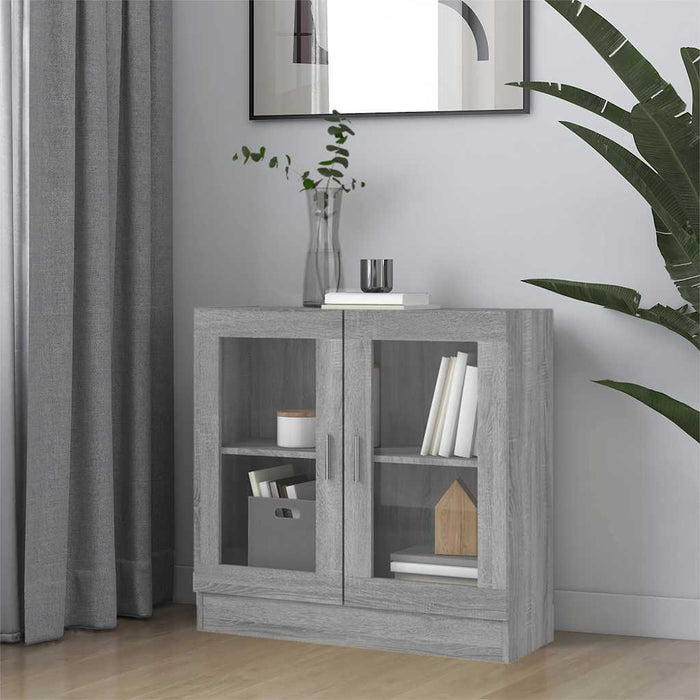 Dulap cu vitrină, gri sonoma, 82,5x30,5x80 cm, lemn prelucrat - WALTI WALTI