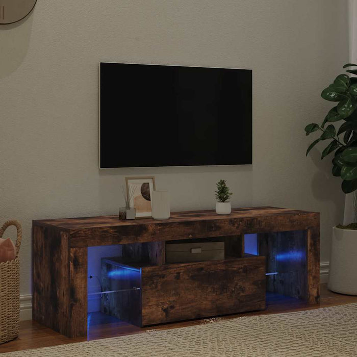 Comodă TV cu lumini LED, stejar fumuriu, 120x35x40 cm - WALTI WALTI
