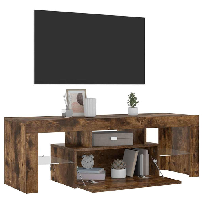 Comodă TV cu lumini LED, stejar fumuriu, 120x35x40 cm - WALTI WALTI