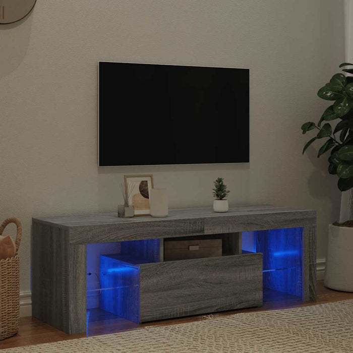 Comodă TV cu lumini LED, gri sonoma, 120x35x40 cm - WALTI WALTI