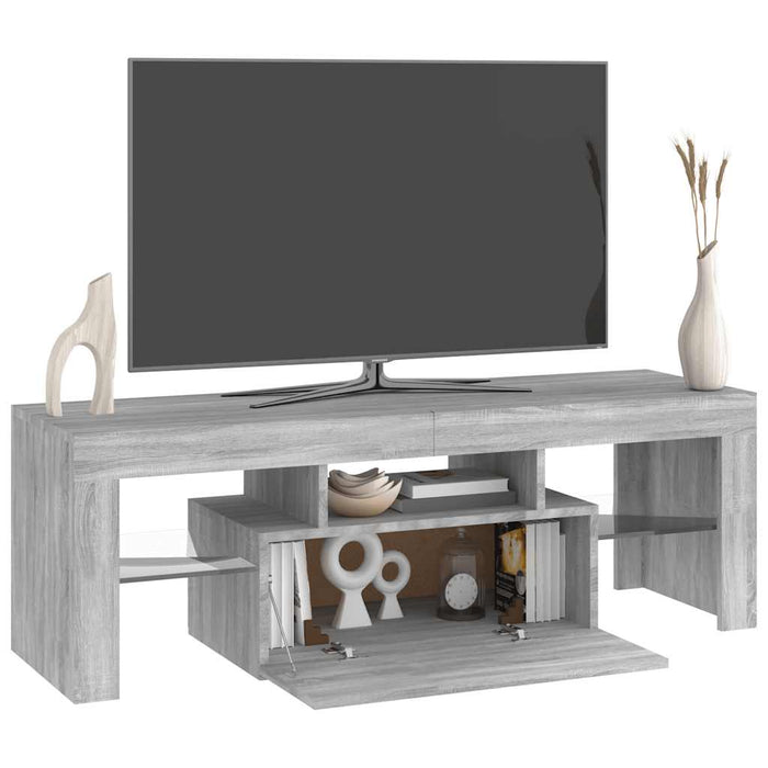 Comodă TV cu lumini LED, gri sonoma, 120x35x40 cm - WALTI WALTI