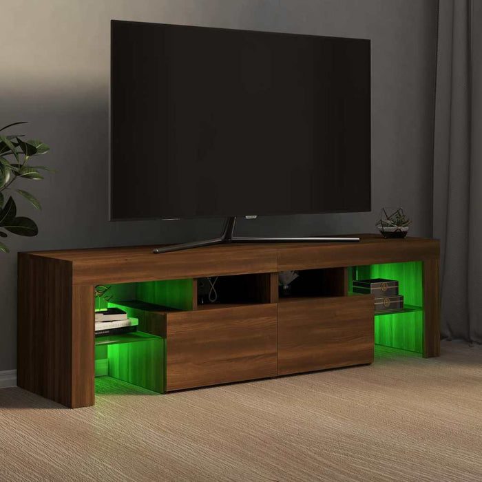 Comodă TV cu lumini LED, stejar maro, 140x36,5x40 cm WALTI