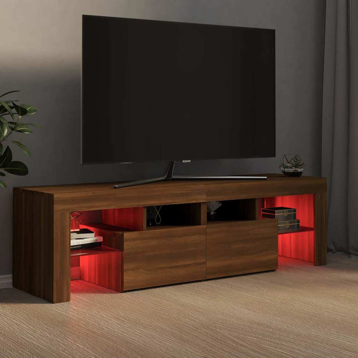 Comodă TV cu lumini LED, stejar maro, 140x36,5x40 cm WALTI