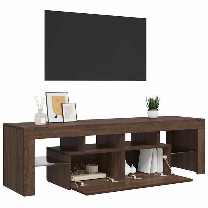 Comodă TV cu lumini LED, stejar maro, 140x36,5x40 cm WALTI