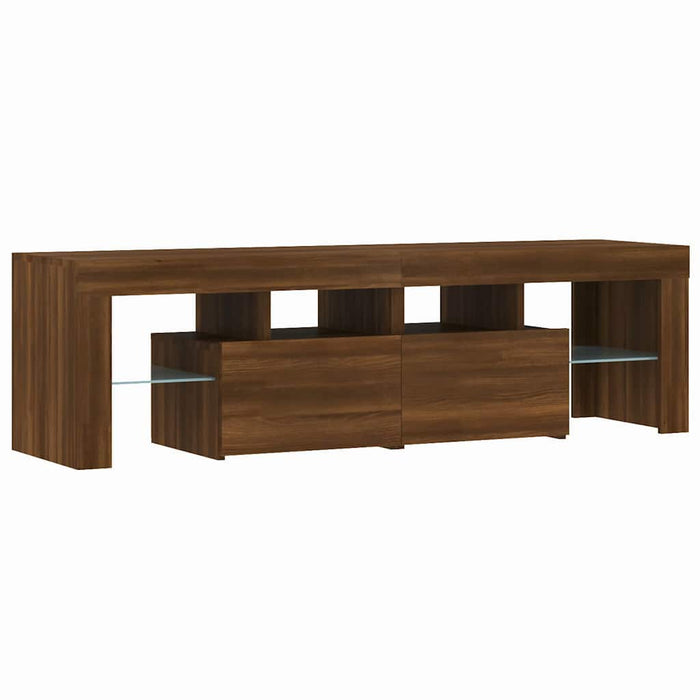 Comodă TV cu lumini LED, stejar maro, 140x36,5x40 cm WALTI