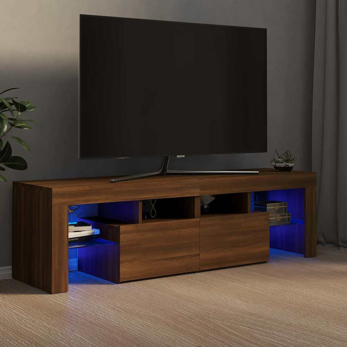 Comodă TV cu lumini LED, stejar maro, 140x36,5x40 cm WALTI