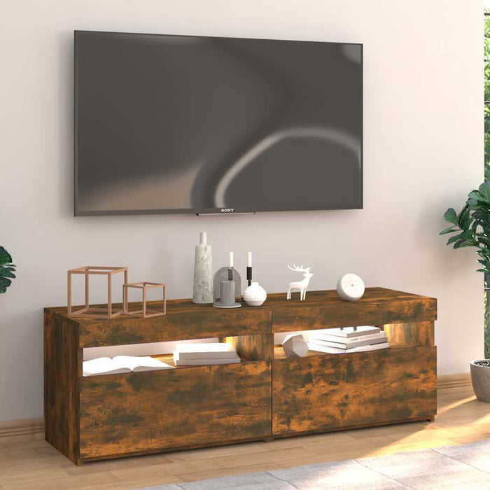 Comodă TV cu lumini LED, stejar fumuriu, 120x35x40 cm - WALTI WALTI
