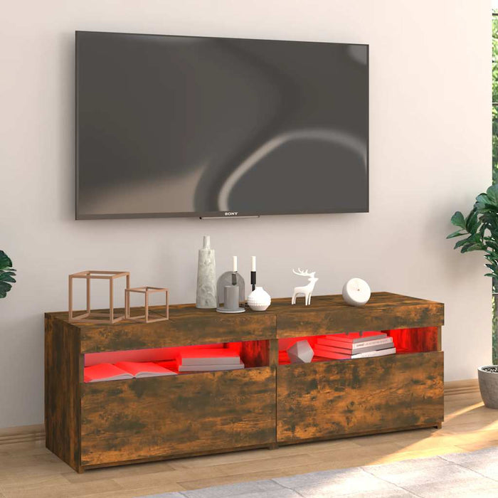 Comodă TV cu lumini LED, stejar fumuriu, 120x35x40 cm - WALTI WALTI