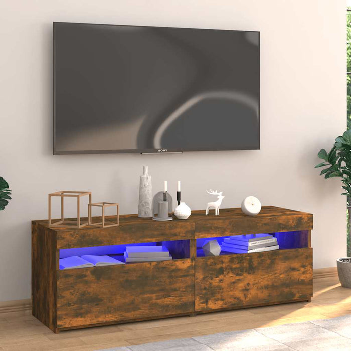 Comodă TV cu lumini LED, stejar fumuriu, 120x35x40 cm - WALTI WALTI