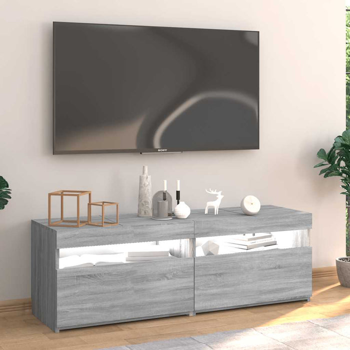 Comodă TV cu lumini LED, gri sonoma, 120x35x40 cm - WALTI WALTI