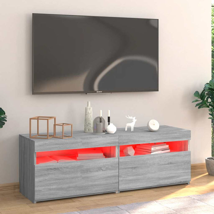 Comodă TV cu lumini LED, gri sonoma, 120x35x40 cm - WALTI WALTI