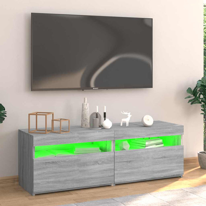 Comodă TV cu lumini LED, gri sonoma, 120x35x40 cm - WALTI WALTI