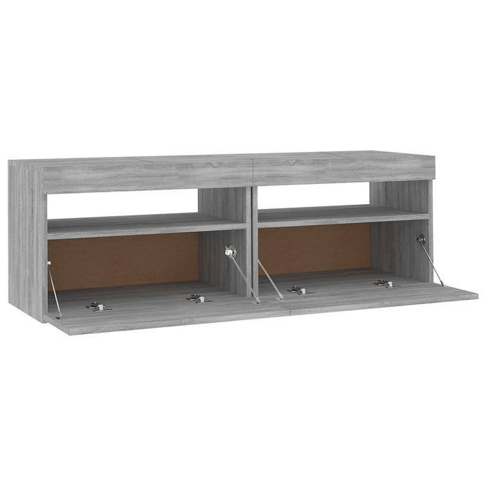 Comodă TV cu lumini LED, gri sonoma, 120x35x40 cm - WALTI WALTI