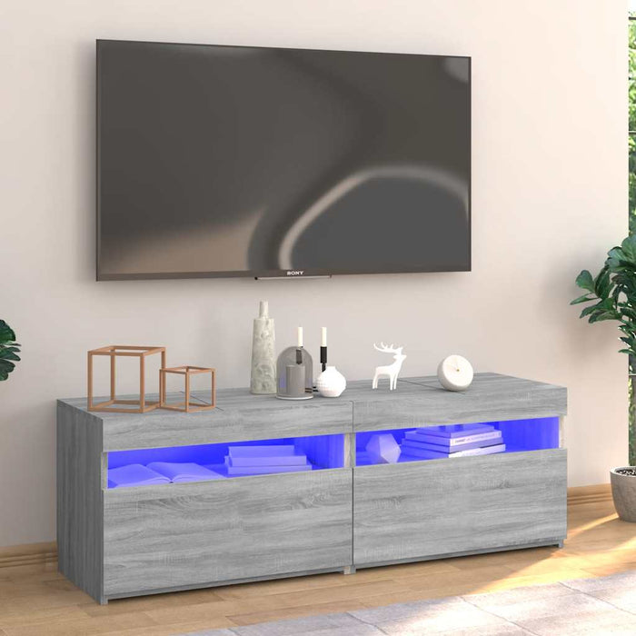 Comodă TV cu lumini LED, gri sonoma, 120x35x40 cm - WALTI WALTI