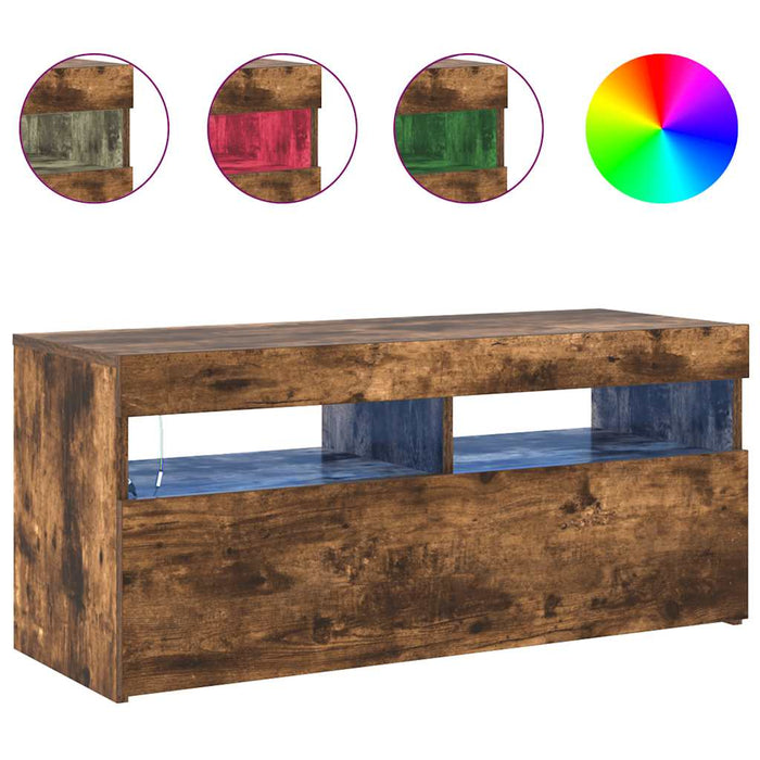 Comodă TV cu lumini LED, stejar fumuriu, 90x35x40 cm - WALTI WALTI